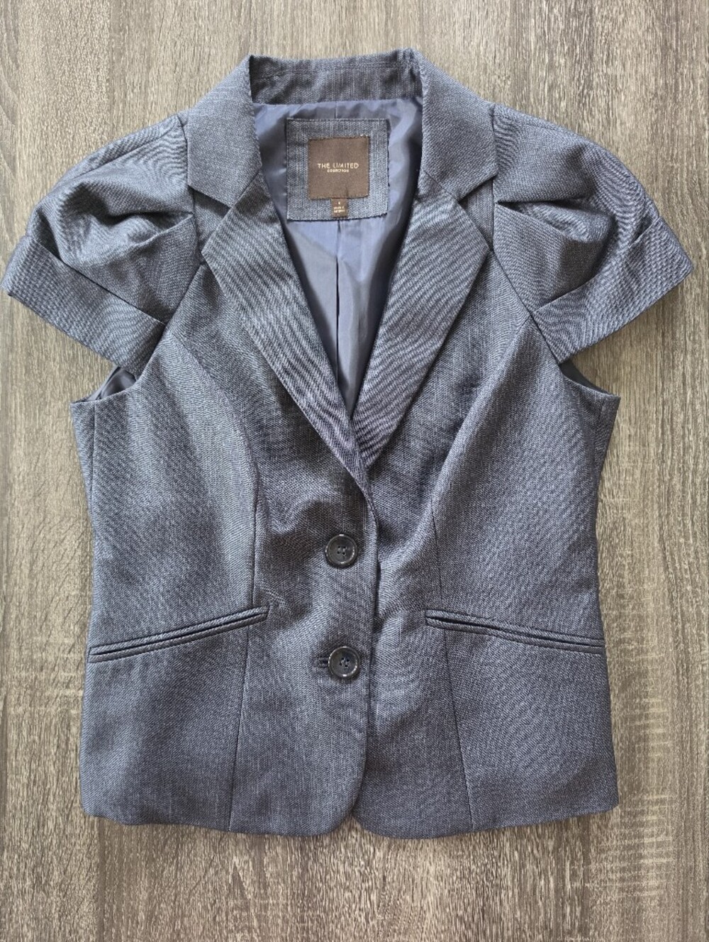 The Limited Short Sleeve Navy Textured Blazer